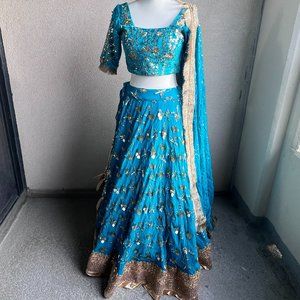 Anu Batra Teal Lehenga